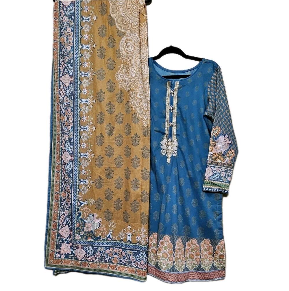 New Pakistani kameez Shalwar Dupatta Medium Tailored Pit To Pit 22in